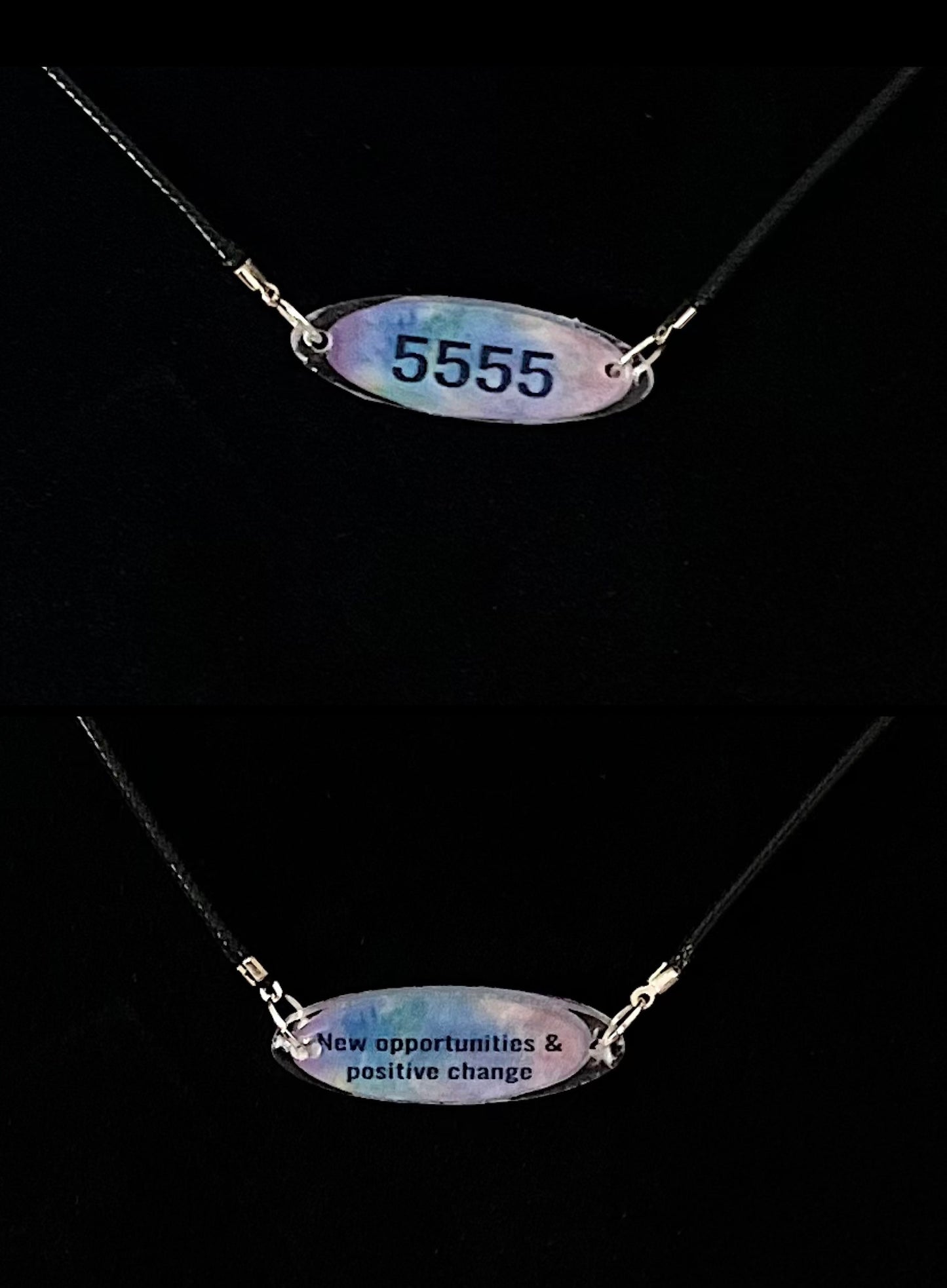 Angel number necklace (5555) on black cord