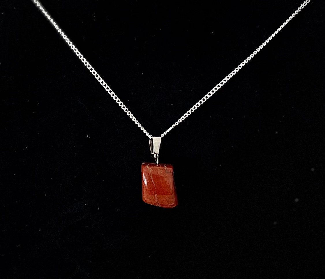 Gemstone necklace (RED JASPER) with Sterling Silver chain