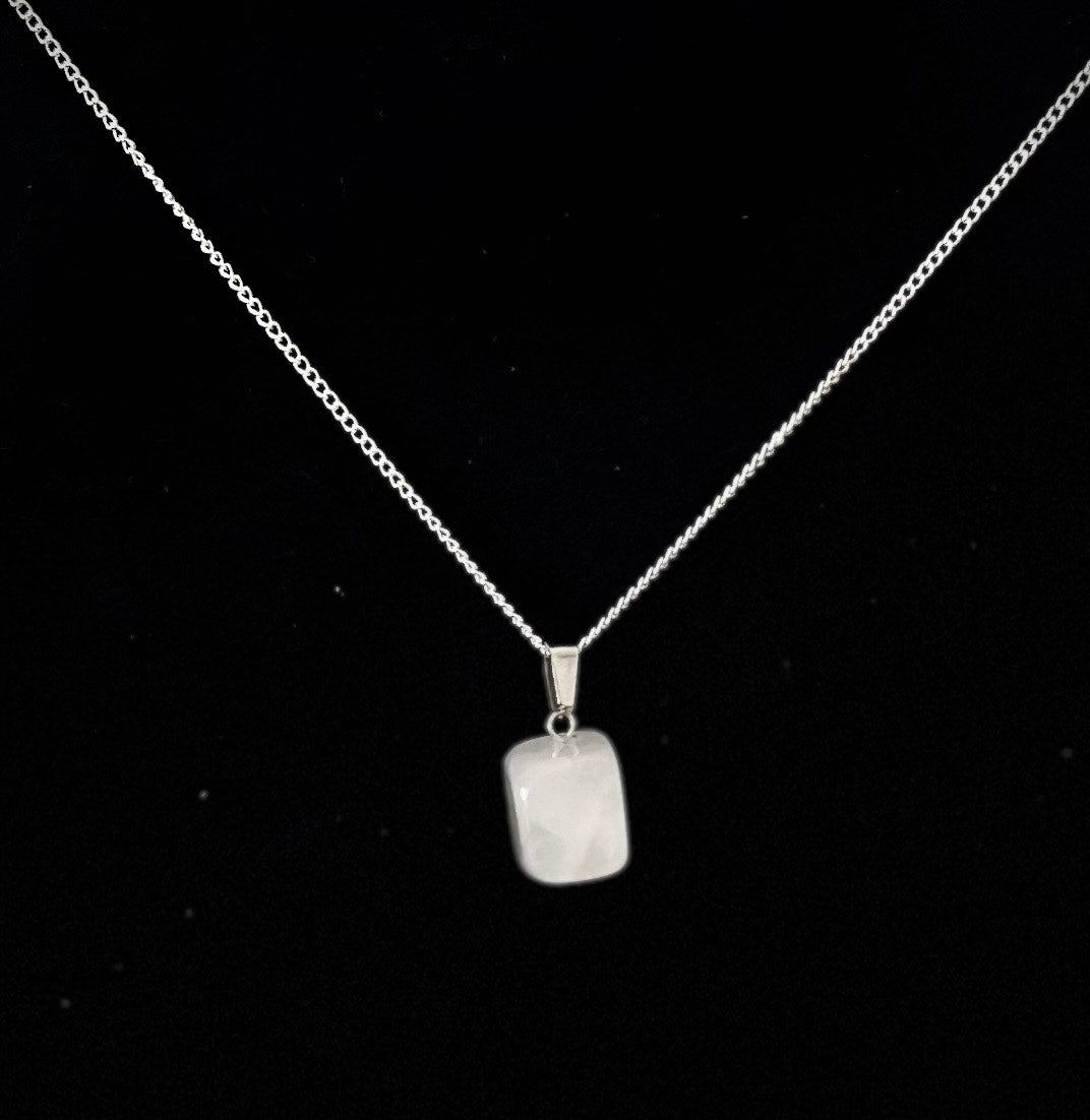 Gemstone necklace (MILKY QUARTZ) with Sterling Silver chain