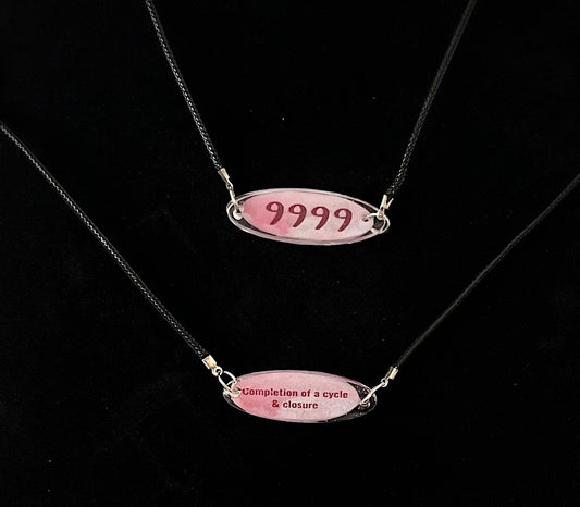Angel number necklace (9999) on black cord