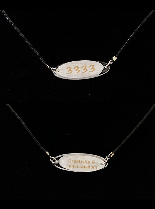 Angel number necklace (3333) on black cord