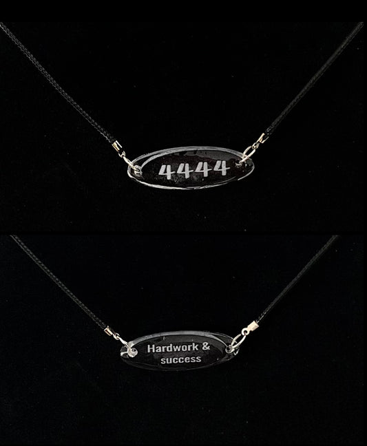 Angel number necklace (4444) on black cord