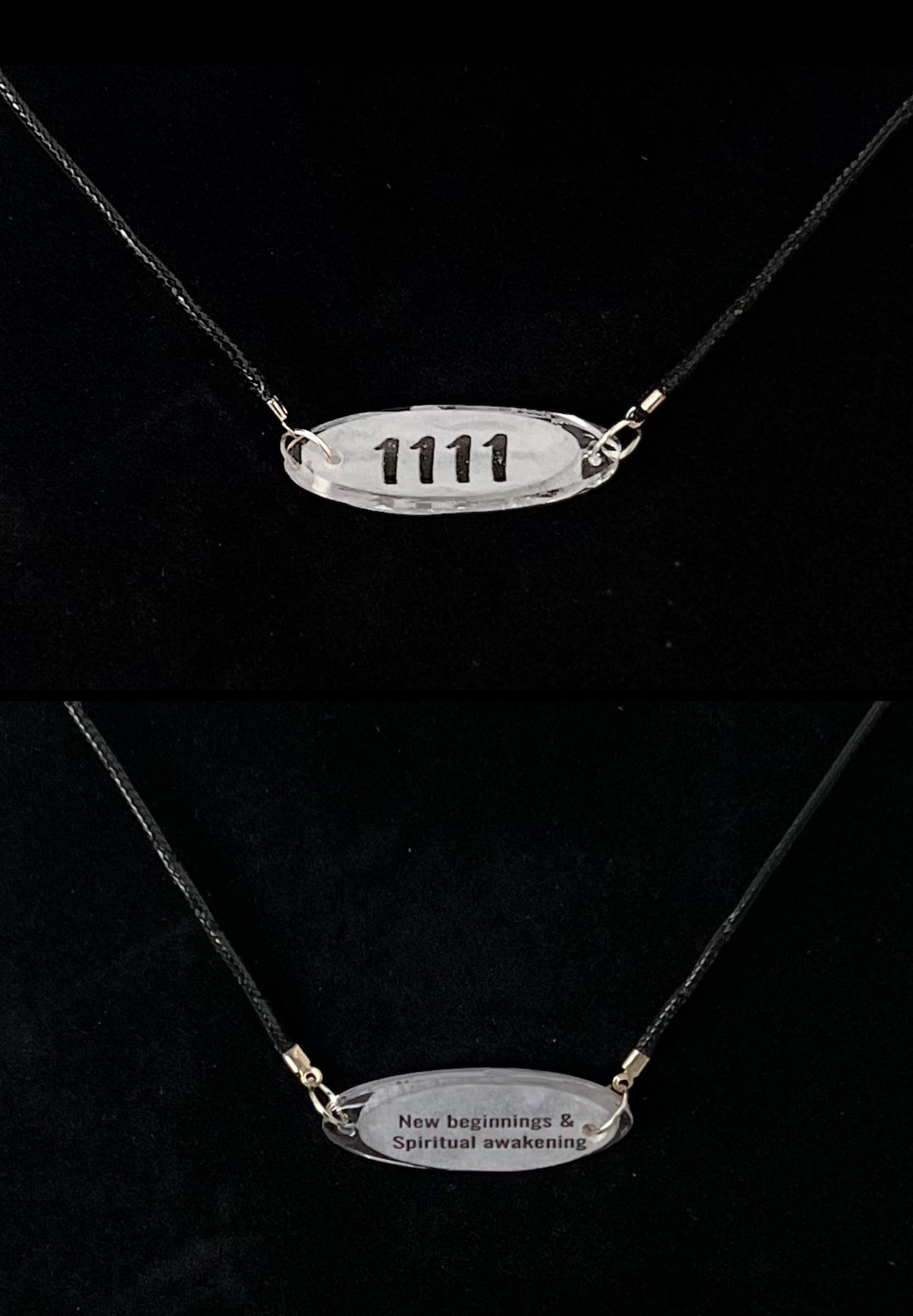Angel number necklace (1111) on black cord
