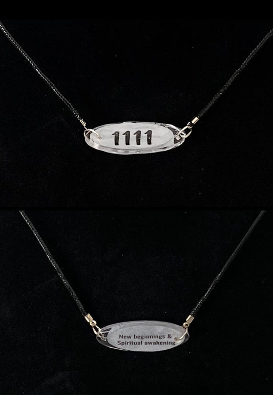 Angel number necklace (1111) on black cord