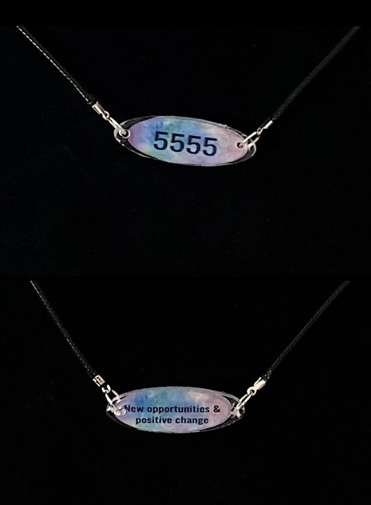 Angel number necklace (5555) on black cord