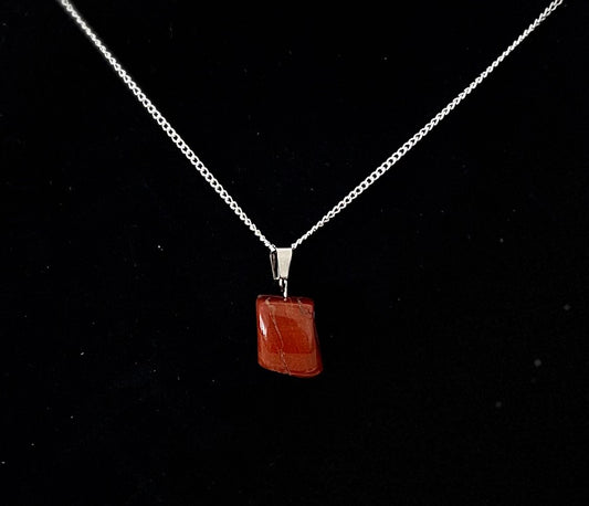 Gemstone necklace (RED JASPER) with Sterling Silver chain