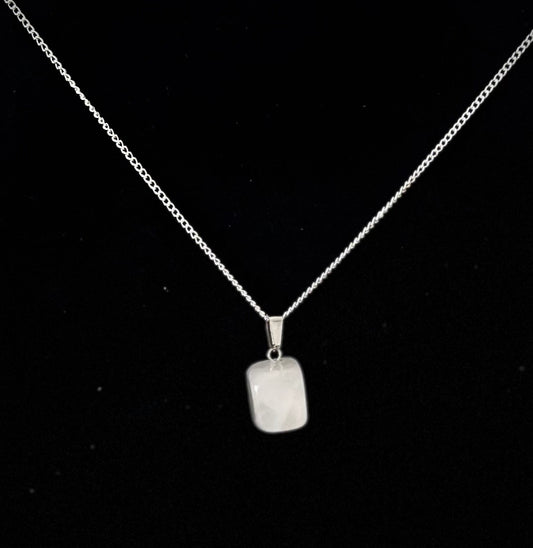 Gemstone necklace (MILKY QUARTZ) with Sterling Silver chain