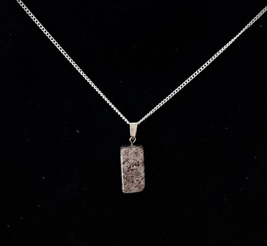 Gemstone necklace (BROWN AGATE) with Sterling Silver chain
